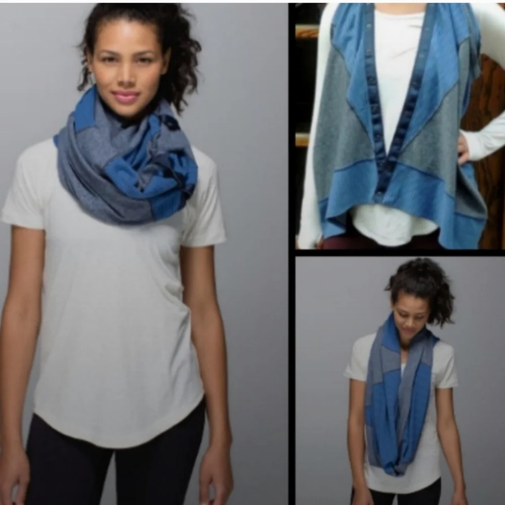 Lululemon Vinyasa Snap‎ Convertible Scarf in Black and White Stripe